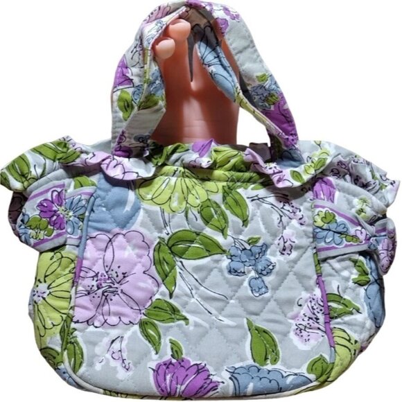 VERA BRADLEY Retired Watercolor Pattern Small Handbag Light Gray Purple‎ Floral - Picture 1 of 9